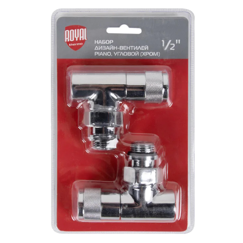 Набор дизайн-вентилей Royal Thermo PIANO НС-1144294, угловой, хром, 1/2" в Муроме