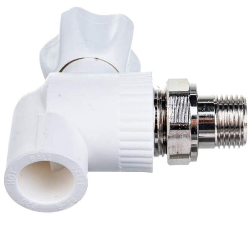 Шаровой кран для радиаторов отопления угловой с американкой Tebo C--TB 1v 030060211 (20x1/2", ppr)