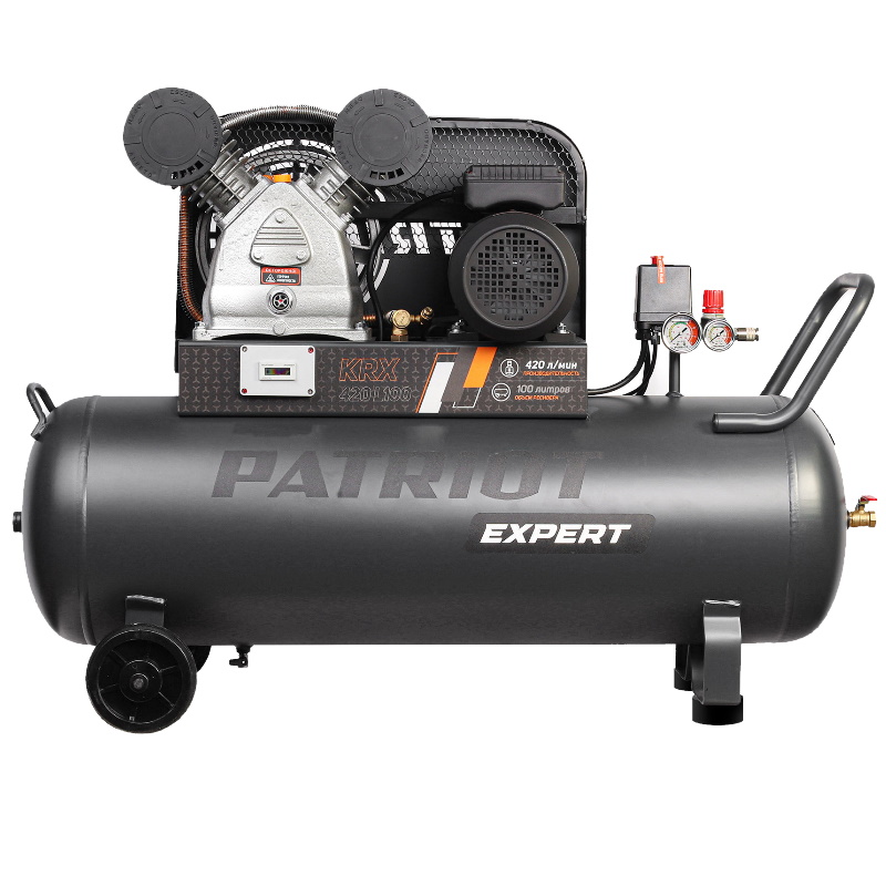 Компрессор Patriot KRX 420 L100 545302315, поршневой, ременной, масляный, 420 л/мин, 100 л, 10 бар, 2.2 кВт, 230 В в Переславле