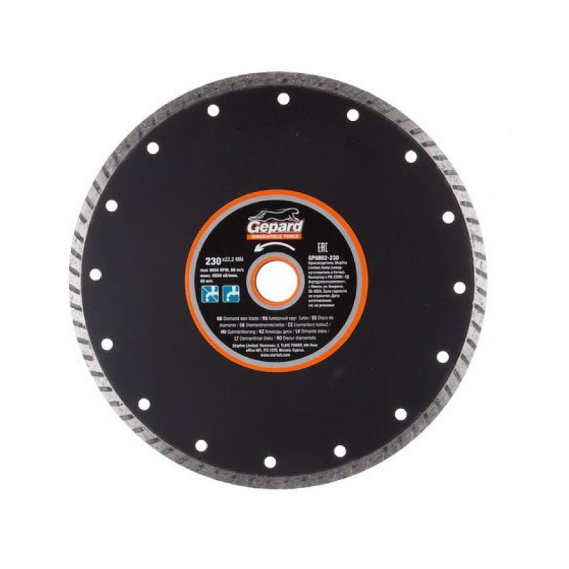 Алмазный круг универсальный Gepard Turbo, GP0802-230, 230х22 мм 