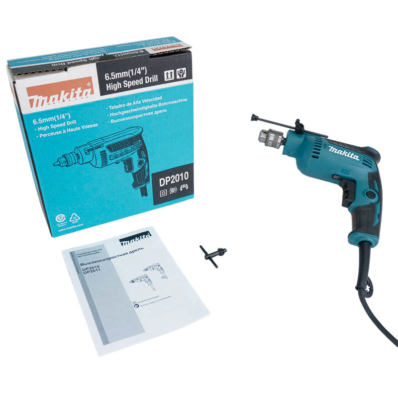 Дрель для дома Makita DP2010 (мощность 370 Вт, металл max 6 мм)