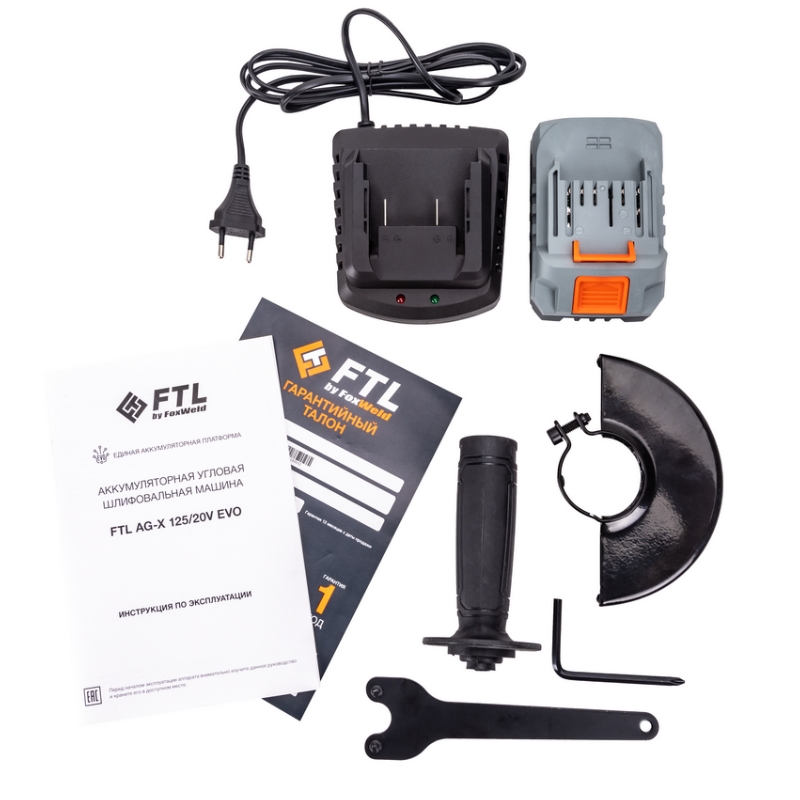 Угловая шлифмашина (болгарка) аккумуляторная FTL AG-X 125/20V EVO 8080, 125 мм, 20 В, плавный пуск, в кейсе в Муроме