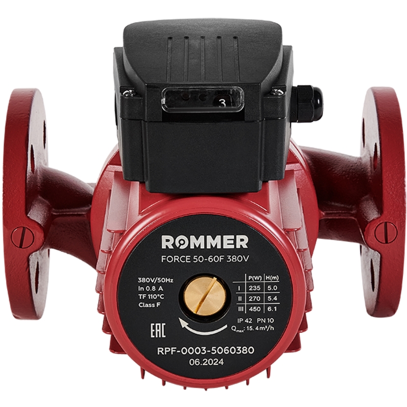 Насос циркуляционный Rommer RPF-0003-5060380 FORCE, фланцевый, трехскоростной, 50-60F, 380V в Иваново