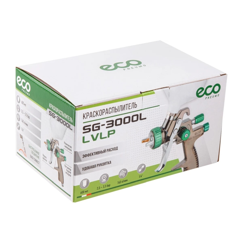 Краскораспылитель Eco SG-3000L EC1532-14 LVLP сопло ф 1.4 мм верх. бак 600 мл  в Коврове