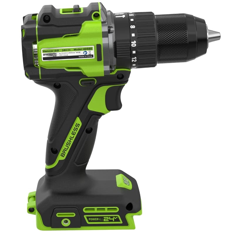 Дрель-шуруповерт ударная аккумуляторная Greenworks HD560 HD56000, 24V, б/щет, 30/60 Нм, SPIN-STOP, 0,8-13мм, без АКБ и ЗУ в Череповце