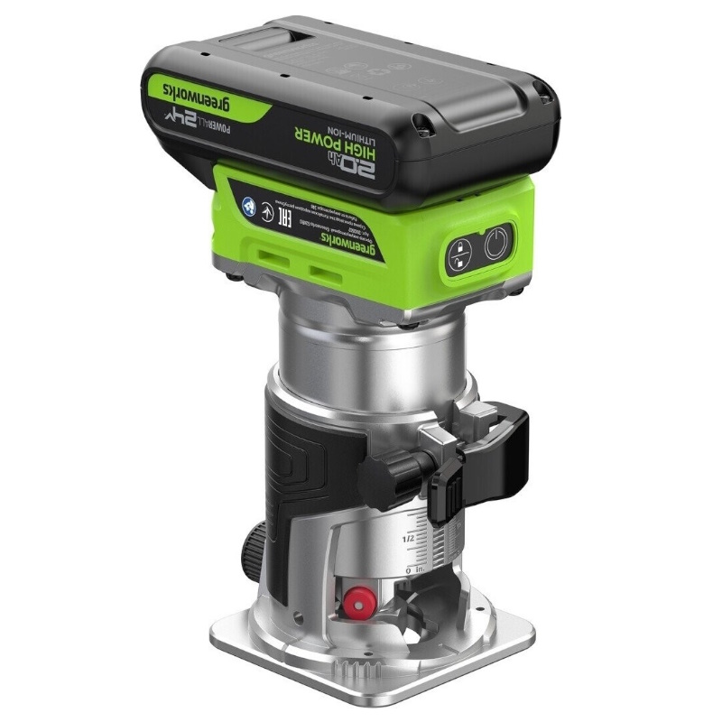 Фрезер кромочный аккумулятор Greenworks G24RO 24V 3502507CUA, б/щет,10-30 тыс.об/мин,цанги 6/6,35 /8 мм,1х2Ач,ЗУ,кор в Вологде