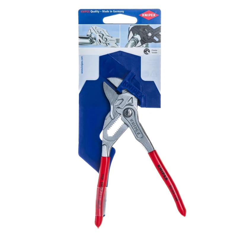 Клещи переставные-гаечный ключ Knipex KN-8603150SB, зев 27 мм, длина 150 мм, хром, обливные ручки