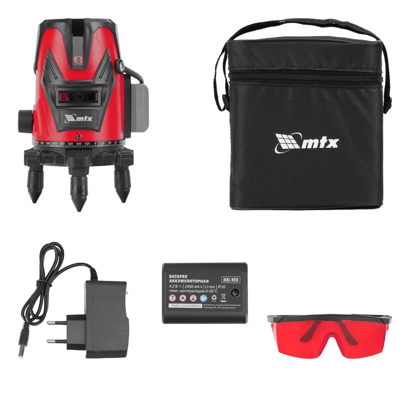 Лазерный уровень MTX MXL RED 35012, 30 м, красный луч, акк. Li 2400 mAh, сумка, резьба 5/8" в Муроме