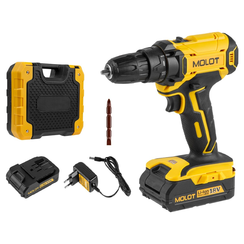 Аккумуляторная дрель-шуруповерт Molot MBD 1815 Li 1335504 в чемодане