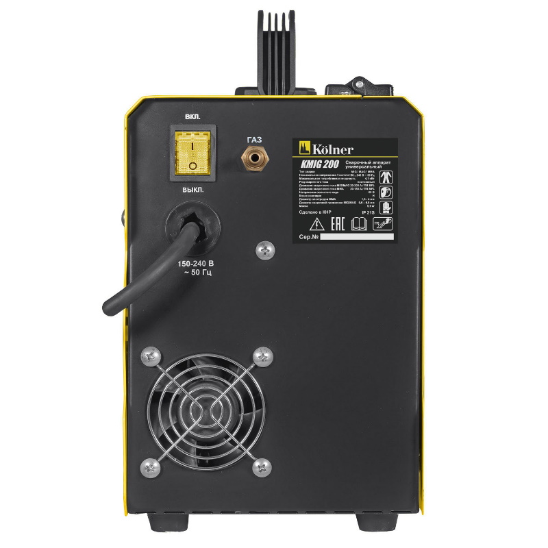 Сварочный аппарат универсальный инверторный Kolner KMIG 200 4610092015569 41кВт 20-200А MIGMAG20-180A MMA
