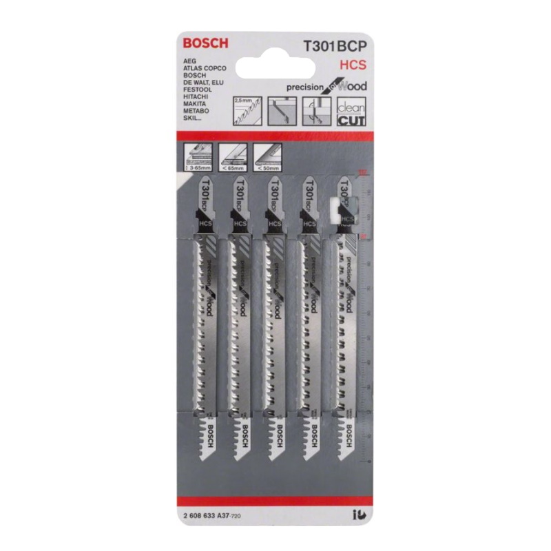 Пилки для лобзика по дереву Bosch 2.608.633.A37 Т301BCP (HCS)