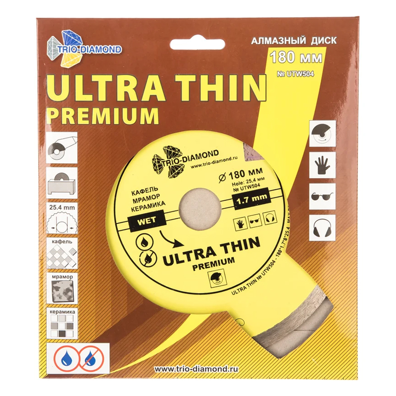 Диск алмазный отрезной Trio-Diamond UTW504 (180х25,4, сплошной, ультратонкий) в Иваново