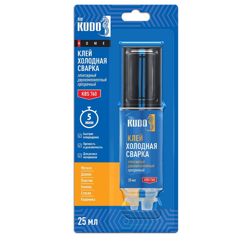 Клей эпоксидный KUDO HOME KBS-760, двухкомпонентный, 25 мл