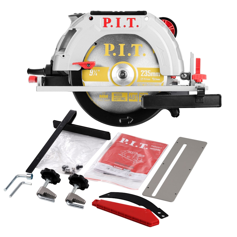 Пила циркулярная P.I.T. PKS235-C (2200Вт, 4500 об/мин, диск 235 мм, глубина пропила 76мм)