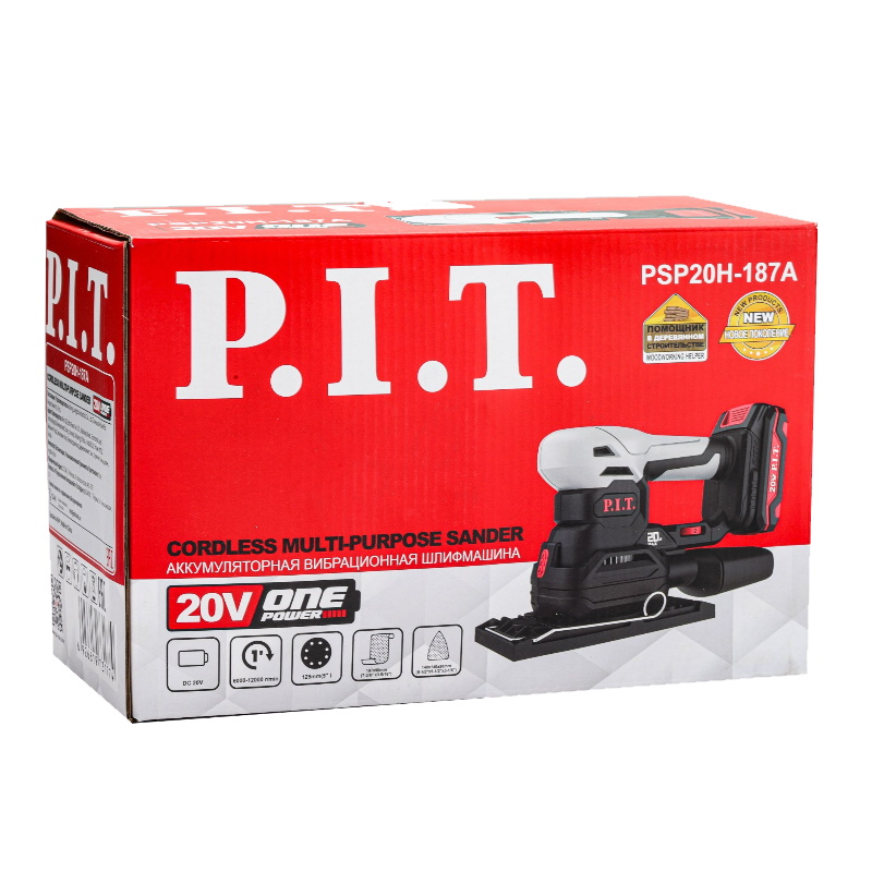 Шлифмашина многофункциональная аккумуляторная P.I.T. PSP20H-187A Solo (20 В, 6000-12000 об/мин) в Рыбинске