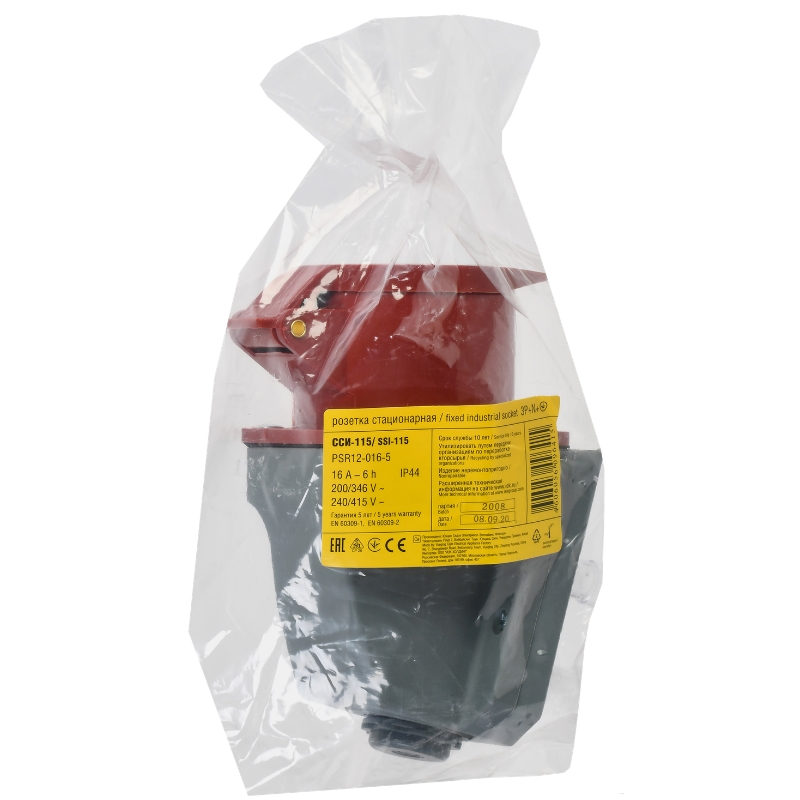 Розетка стационарная IEK ССИ-115 PSR12-016-5, 16А-6ч 380В 3P+PE+N IP44 во Владимире