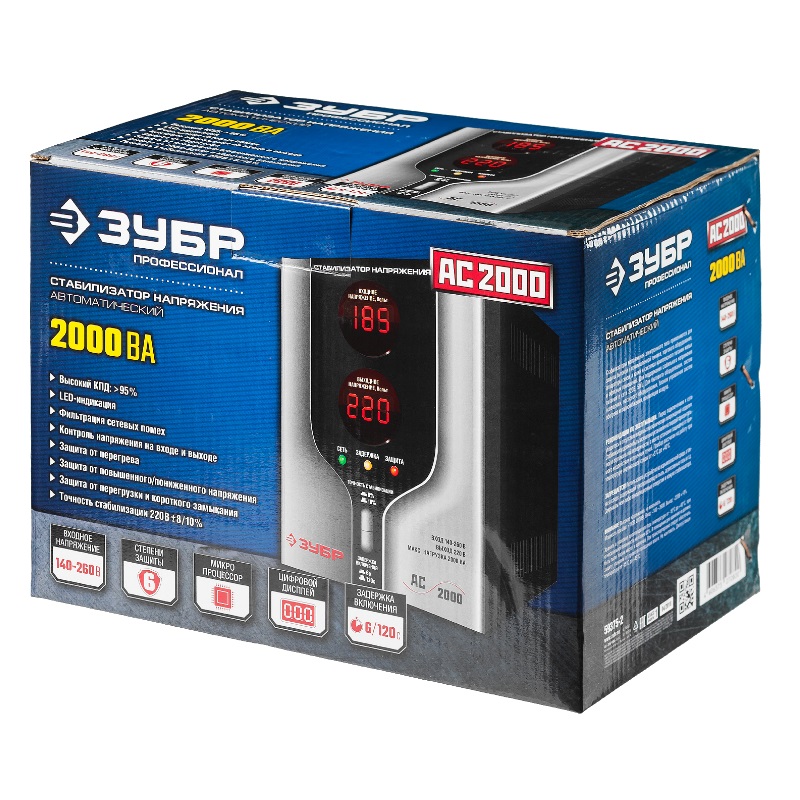 Автоматический стабилизатор напряжения Зубр Профессионал АСН-2000-1-Ц 59375-2