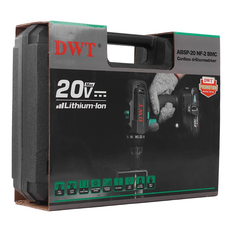Аккумуляторная дрель-шуруповерт DWT ABSP-20 NF-2 BMC, 20 В / 2 Ач Li-ion, 30 Нм, 2 АКБ в Твери