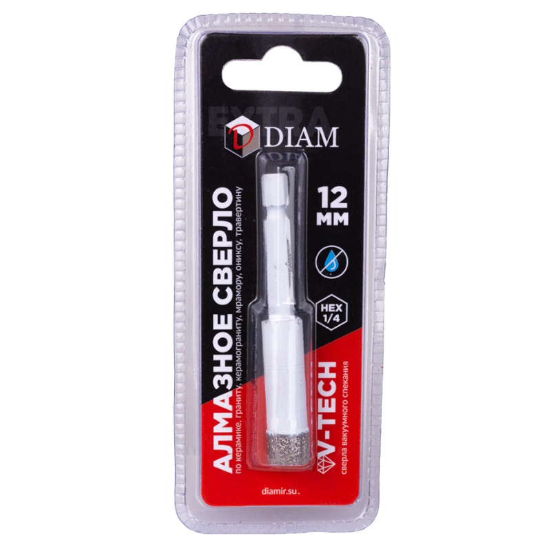 Сверло алмазное Diam Extra Line 320328, 12x35x1/4, HEX-E, V-TECH (вакуумное спекание)    в Муроме
