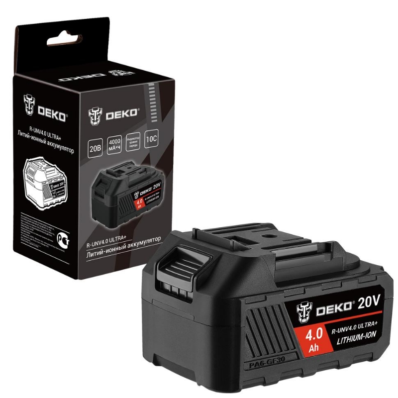 Аккумулятор Deko R-UNV4.0 ULTRA+ 083-1017, Li-ion, 20В, 4.0А*ч, с повышенной токоотдачей в Александрове