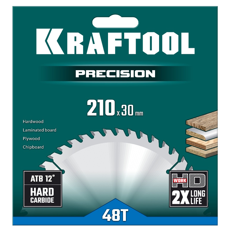 Пильный диск по дереву Kraftool Precision 36952-210-30, 210 х 30 мм, 48Т в Кинешме