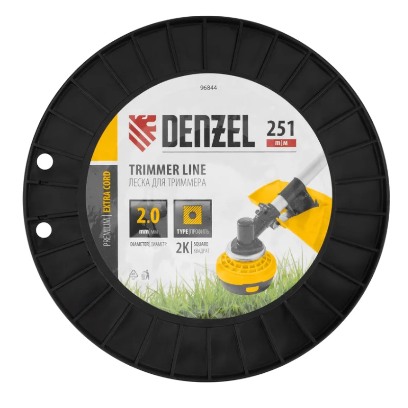 Леска для триммера Denzel Extra Cord 96844, двухкомпонентная квадрат, 2,0 мм х 251 м., на DIN катушке  в Иваново