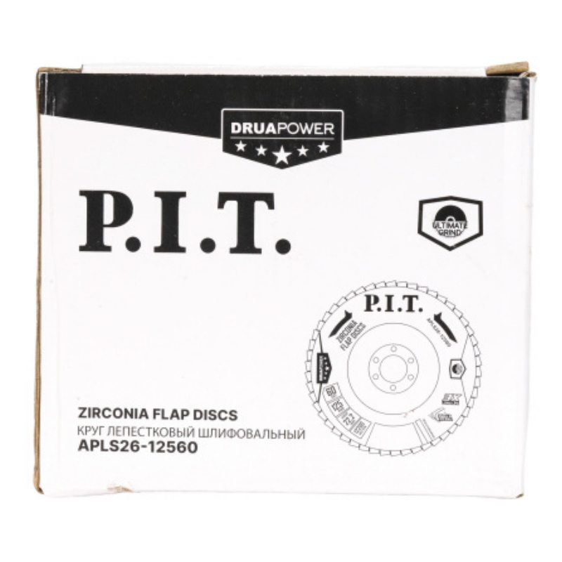Круг лепестковый шлифовальный P.I.T. ZA60 DRUA APLS26-12560, 125x22,2 мм, ZA60, циркониевый корунд в Кинешме