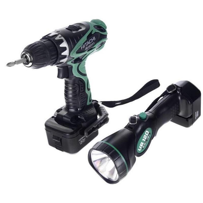 Аккумуляторная дрель-шуруповерт Hitachi DS12DVF3-TB + фонарь