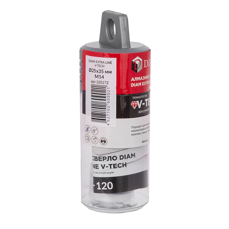 Сверло алмазное Diam EXTRA LINE V-TECH 25x35xМ14 320272 (вакуумное спекание) керамика, керамогранит, гранит, мрамор в Рыбинске