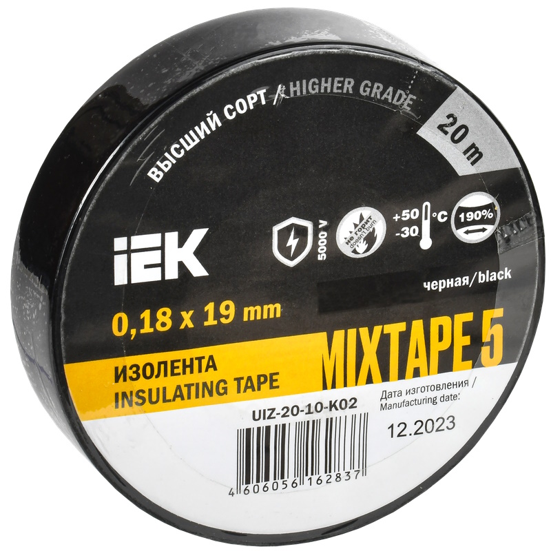 Изолента IEK MIXTAPE 5 UIZ-20-10-K02 018х19мм черная 20м 80₽