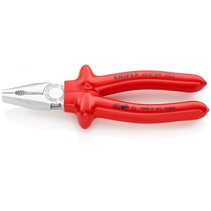 Плоскогубцы комбинированные Knipex KN-0307200 VDE 200 мм хром обливные диэлектрические ручки 7295₽