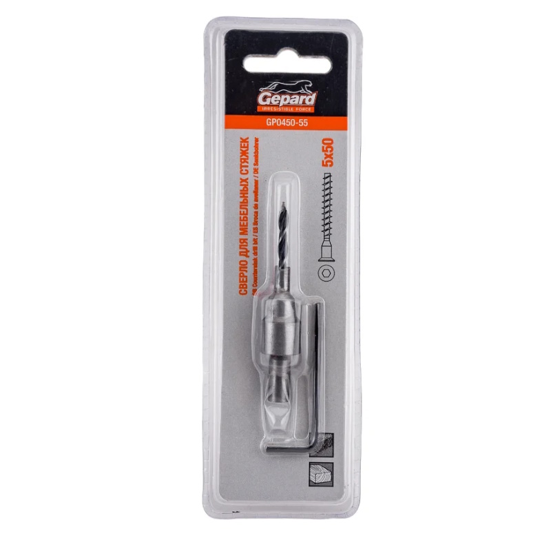 Сверло для мебельных стяжек (конфирматов) Gepard GP0450-55, 5х50 мм  в Твери