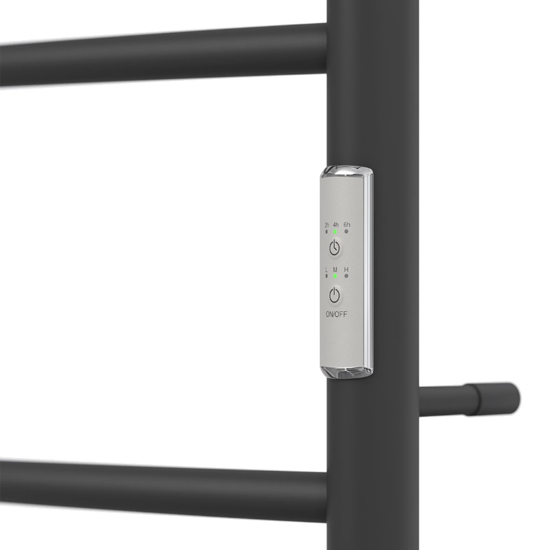 Полотенцесушитель электрический Point PN04846PB П3, Афина, 400x600, с полкой, диммер справа, черный в Александрове