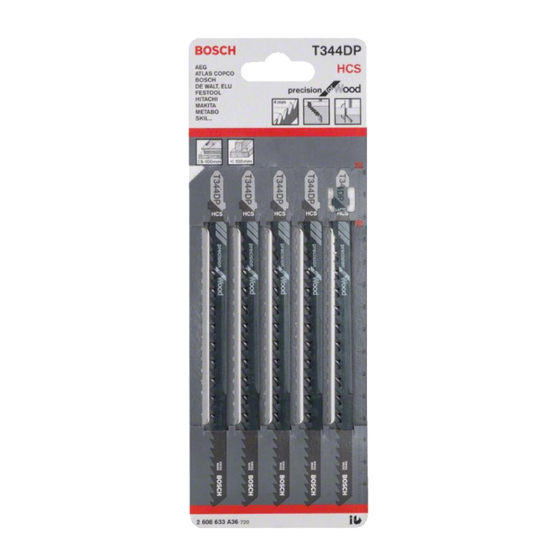 Пилки для лобзика Bosch T 344 DP, HCS 2.608.633.A36 (5 шт.) в Александрове