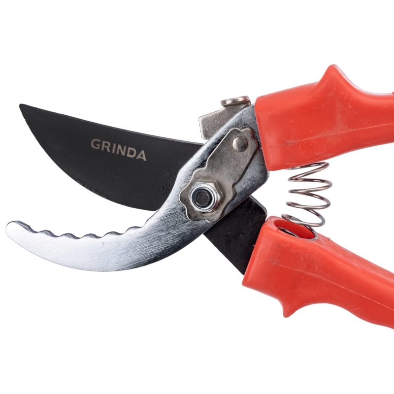 Плоскостной секатор Grinda G-31 40210_z02, 200 мм, закаленные лезвия, тефлоновое покрытие, зубцы на лезвии, пластиковые рукоятки в Муроме