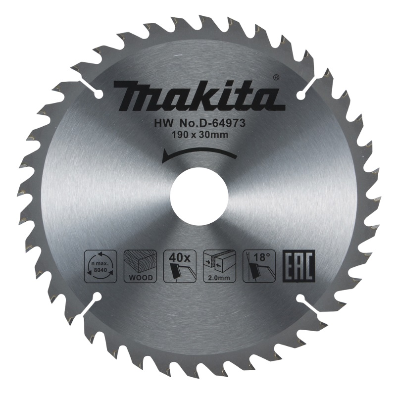 Пильный диск для дерева, 190x30x2/1.3х40T Makita D-64973