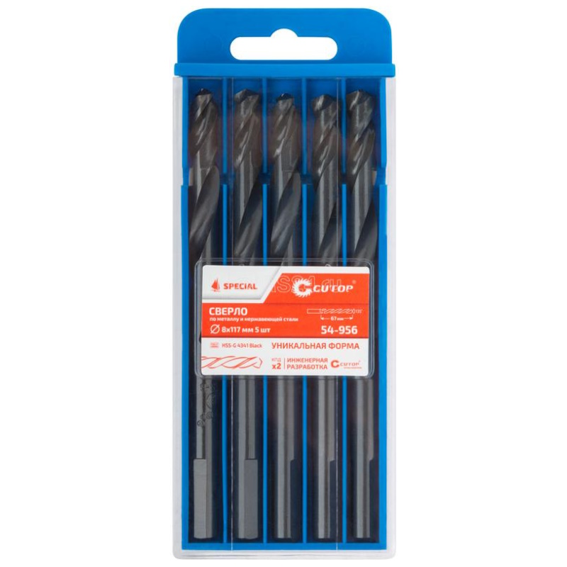 Сверло по металлу Cutop Special 54-956, HSS-G, 8 х 117/67 мм, 5 шт. в Кинешме