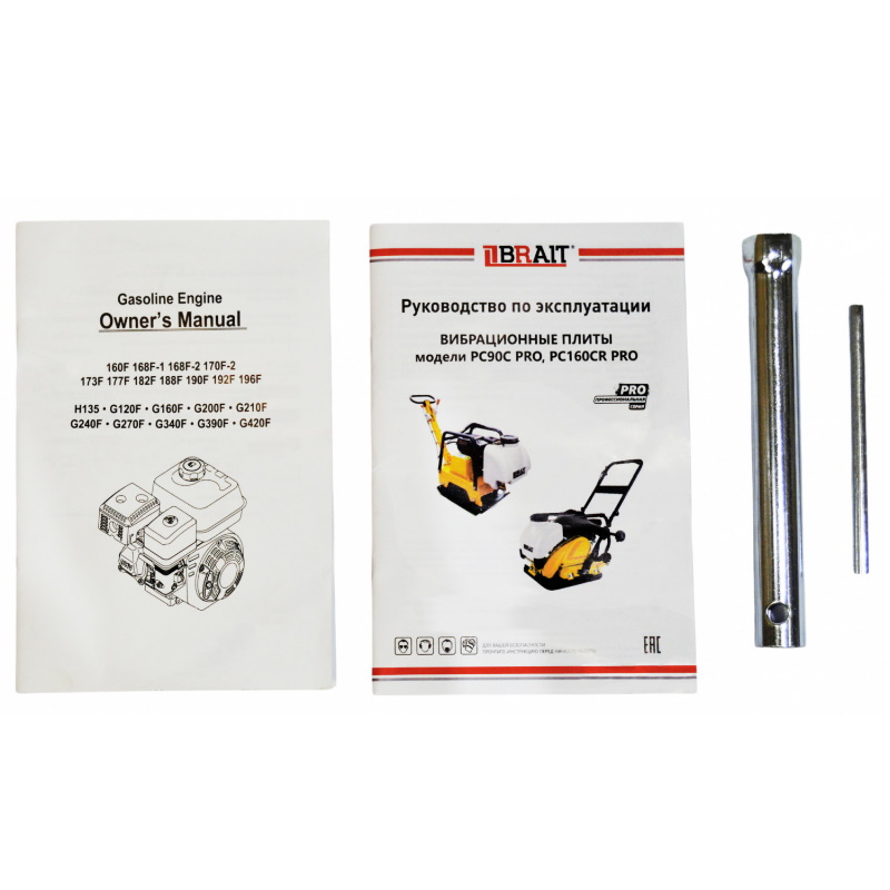 Виброплита бензиновая Brait PC90C PRO 22.01.013.115, одноходовая, глубина уплотнения 300 мм, производительность 660 м2/ч в Муроме