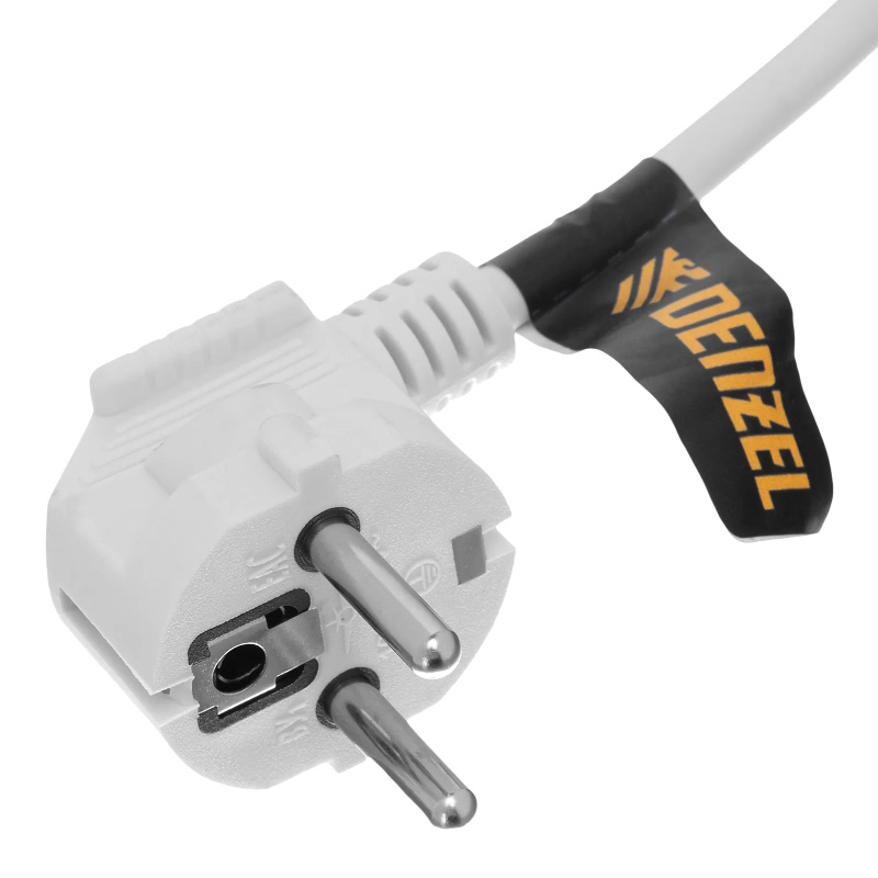 Шнур сетевой Denzel Energy Series 37670, ПВС, 1,5 м, 3х1,5 мм, с неразборной вилкой, белый в Рыбинске