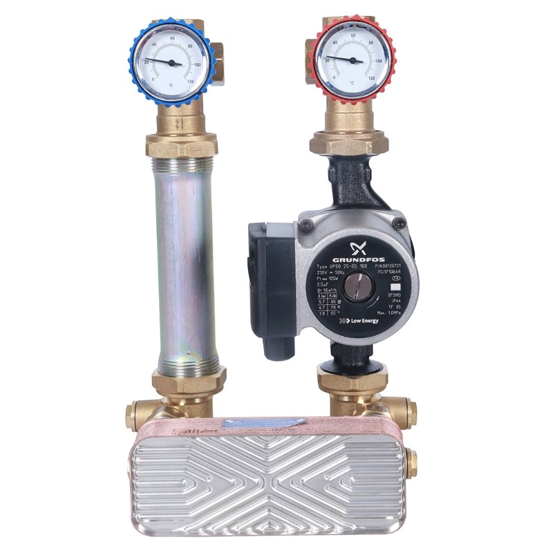 Насосная группа с теплообменником Stout SDG-0038-182502, 18 пластин, с насосом Grundfos UPSO 25-65/180, в теплоизоляции в Иваново