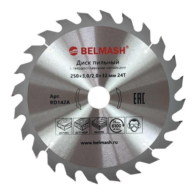 Диск пильный Belmash 250x3,0/2,0x32/30, 24T RD142A