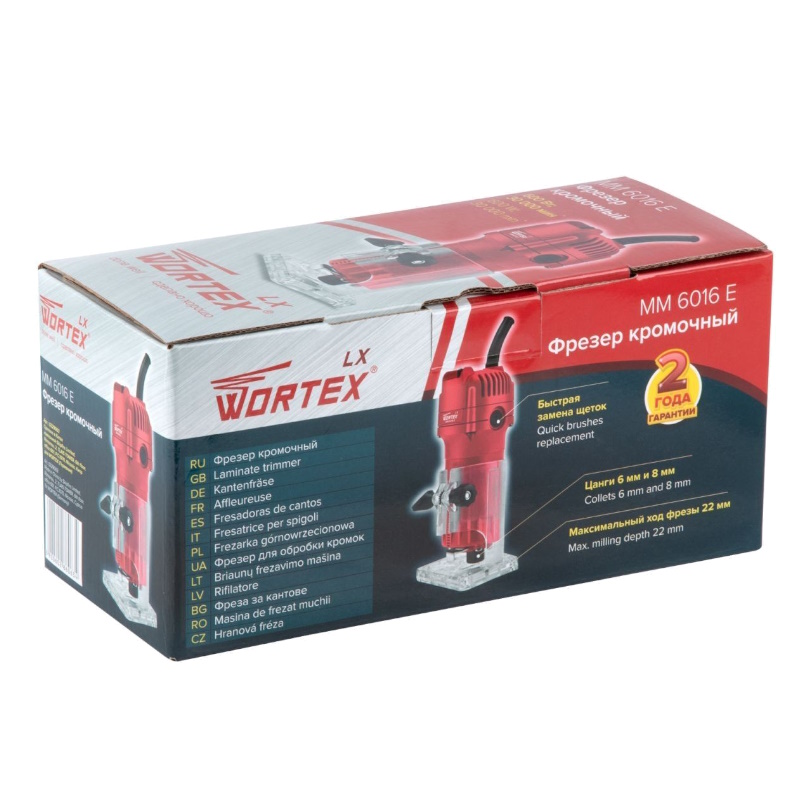 Фрезер кромочный Wortex LX MM 6016 E 0329063, в кор. + аксессуары, 600 Вт, цанга 6/8 мм, 30000 об/мин в Костроме