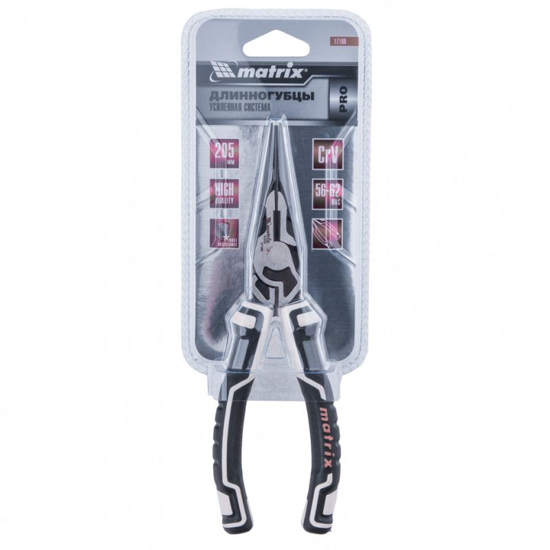 Длинногубцы прямые Matrix Pro 17198 (205 мм, усиленная система, вес 0.28 кг) в Муроме