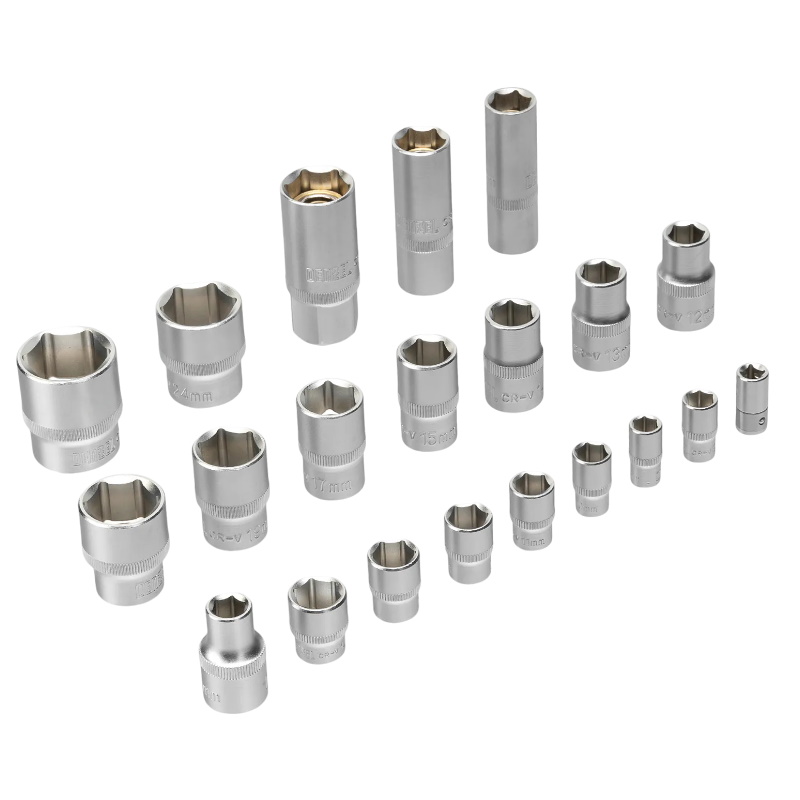 Набор инструментов Denzel 15801, 1/2", 1/4", CrV, S2, пластиковый кейс, 64 предмета в Ярославле