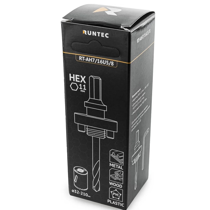 Адаптер для биметаллических коронок Runtec RT-AH7/16U5/8, 32-210 мм, HEX 11 мм, UNF 5/8"