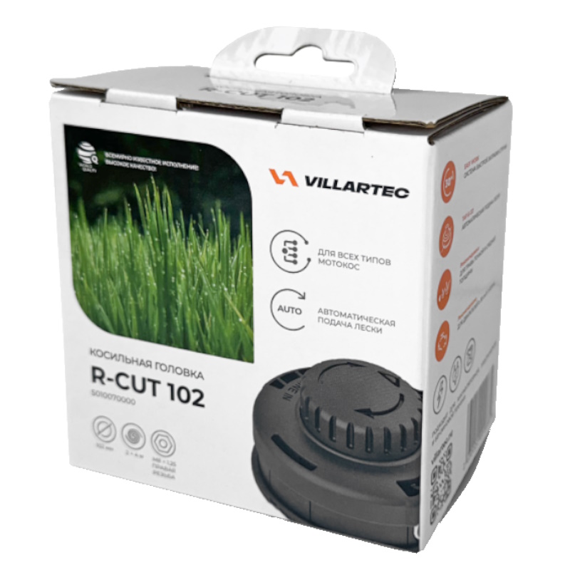 Головка триммерная Villartec R-cut 102, нейлон, высота кошения 3,5см (M8x1.25 Правая резьба)