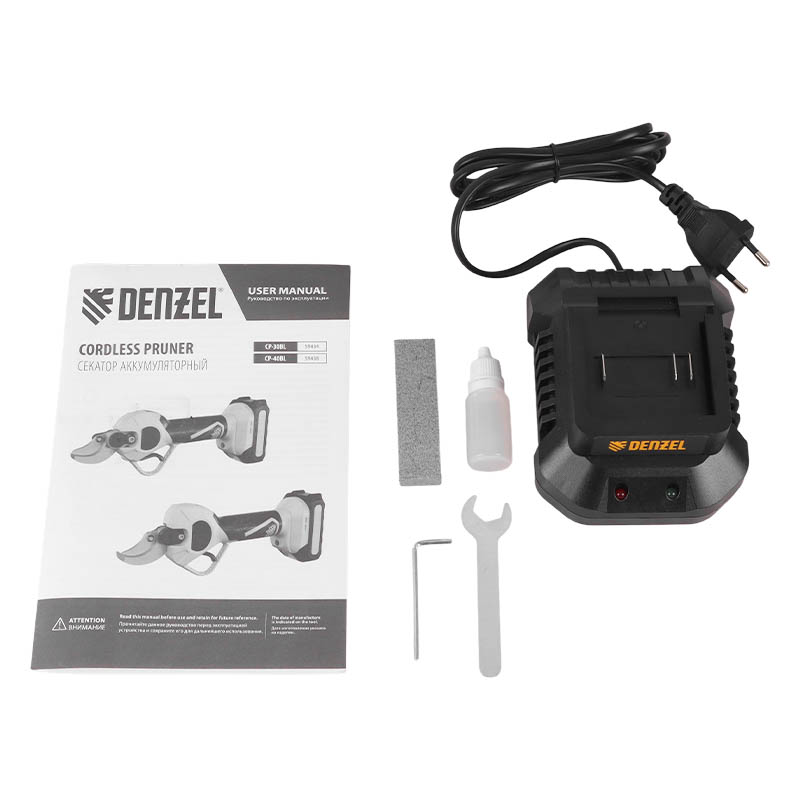 Секатор аккумуляторный Denzel CP-30BL 59434, бесщеточный, Li-Ion, 20 В, лезвия SK5 в Иваново