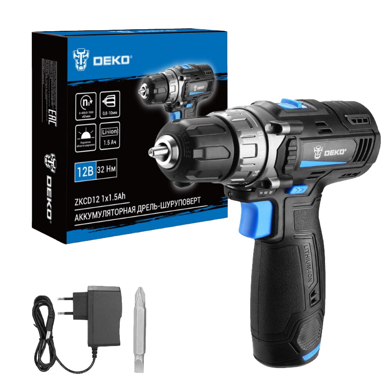 Аккумуляторная дрель-шуруповерт Deko ZKCD12 084-1008 12В, 1x1.5Ач в Иваново