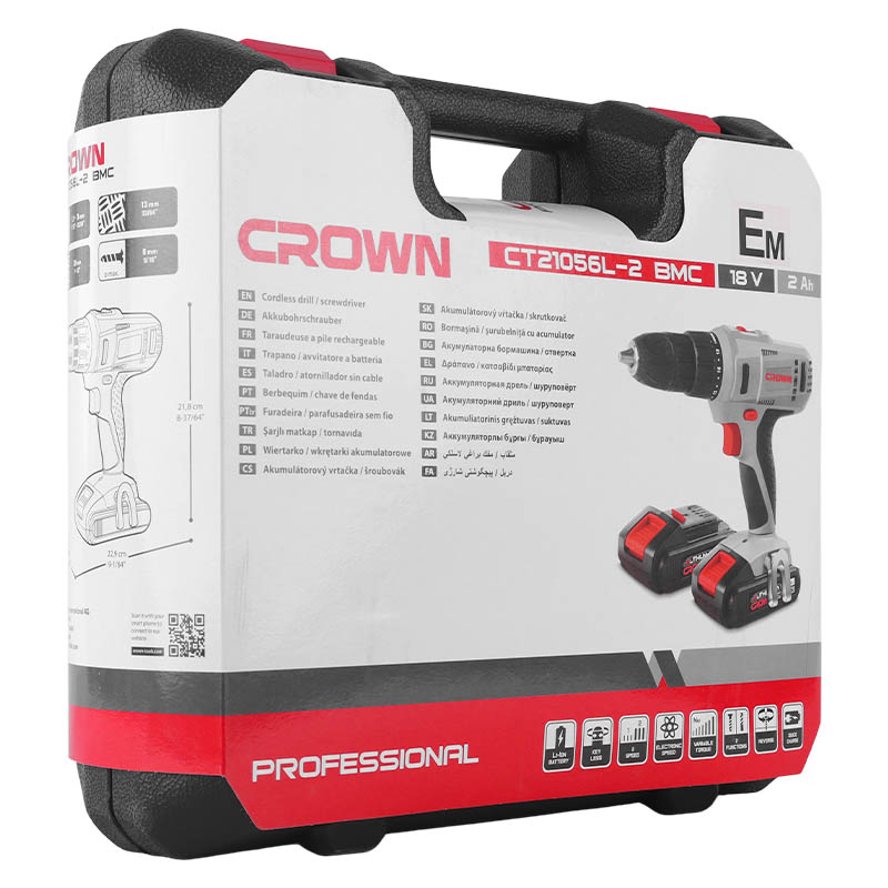 Аккумуляторная дрель-шуруповерт Crown CT21056LH-2 BMC в Череповце