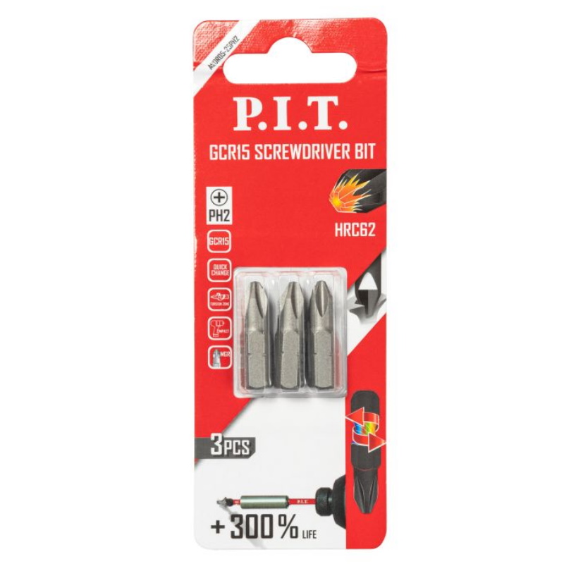 Бита P.I.T. ASDR05-25PH2, PH2x25 мм, сталь GCR15, 3 шт в уп. в Твери